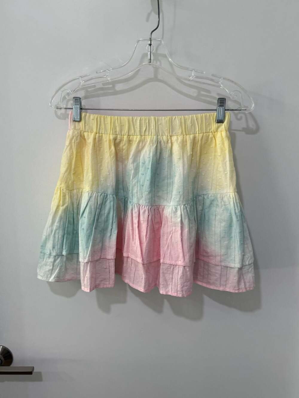 Storia Pastel Tie-Dye Tiered Ruffle Mini Skirt